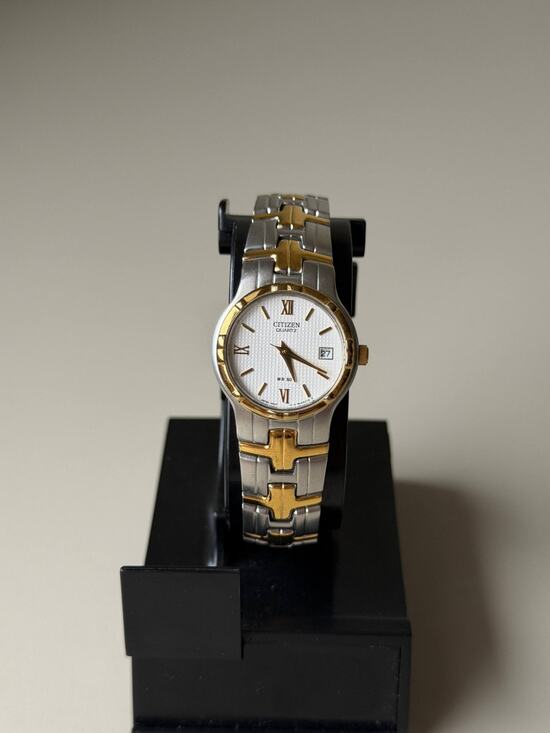 Citizen Accessories - Citizen Women’s Y2K Quartz Watch White Dial Date Two Tone Gold Silver Retro 8"